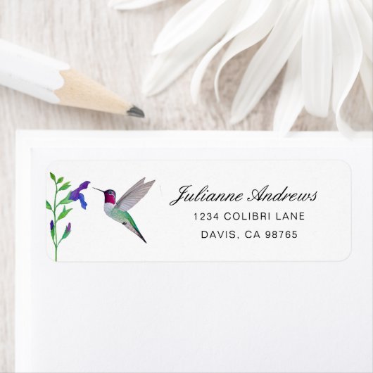 Anna's Hummingbird Return Address Label (Insitu)