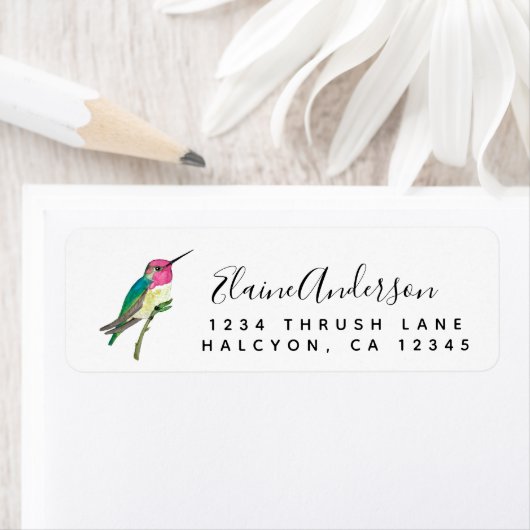 Anna's Hummingbird return address Label (Insitu)