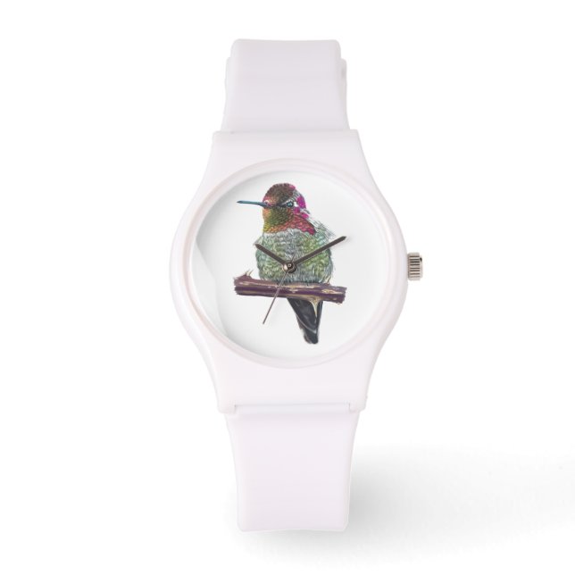 Anna's Hummingbird siliconen omsnoerd polshorloge Horloge (Voorkant)