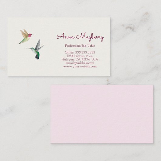 Anna's Hummingbird Visitekaartje (Voorkant / Achterkant)