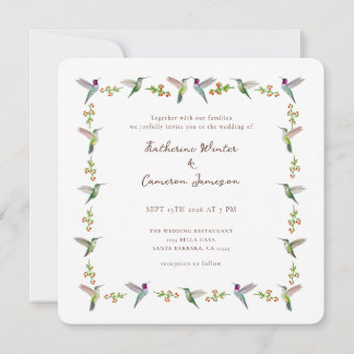Anna's Hummingbird Wedding Invitation Kaart