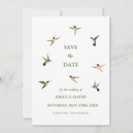 Anna's Hummingbird Wedding Save the Date Kaart