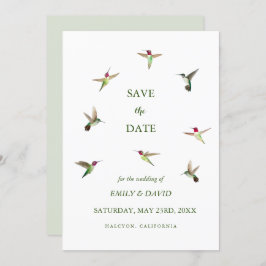 Anna's Hummingbird Wedding Save the Date Kaart