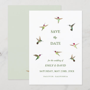 Anna's Hummingbird Wedding Save the Date Kaart