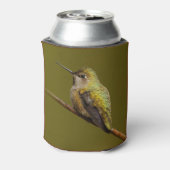 Anna's Hummingbird zit op de Scarlet Trumpetvine Blikjeskoeler (Blikje Achterkant)