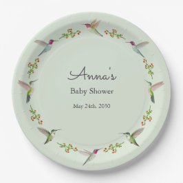 Anna's Hummingbirds baby Shower Papieren Bordje