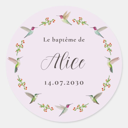 Anna's Hummingbirds Baptism Ronde Sticker (Voorkant)