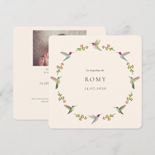 Anna's Hummingbirds Baptism with Baby Photo (Voorkant / Achterkant)