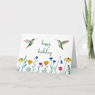 Anna's Hummingbirds en Wildflowers Verjaardag Kaart