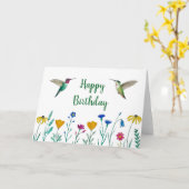 Anna's Hummingbirds en Wildflowers Verjaardag Kaart (Gele Bloem)