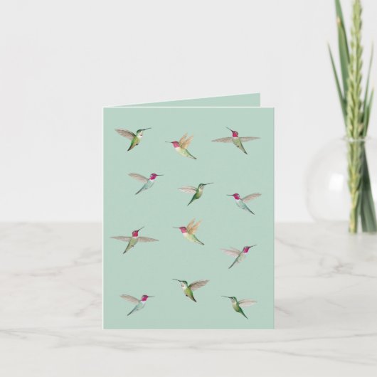 Anna's Hummingbirds Folded Note Kaart (Voorkant)