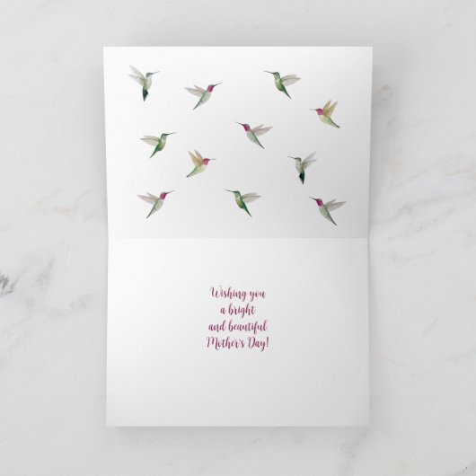 Anna's Hummingbirds Hart Moederdag Kaart (Binnen)