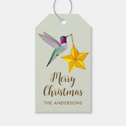 Anna's Kolibrie en Ster Cadeaulabel (Voorkant)