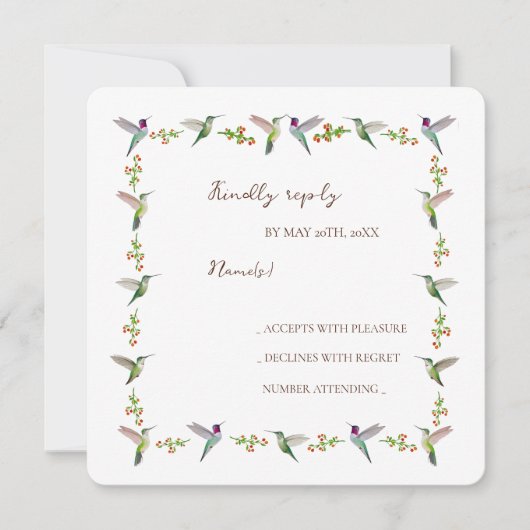 Anna's Kolibrie RSVP Kaart (Voorkant)