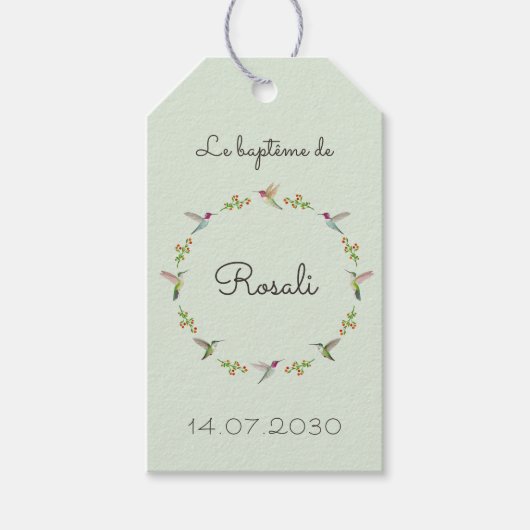 Anna's Kolibries Doop Cadeaulabel (Voorkant)