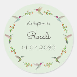 Anna's Kolibrie's Doop Ronde Sticker