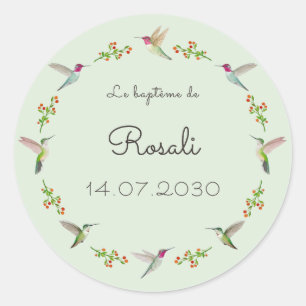 Anna's Kolibrie's Doop Ronde Sticker