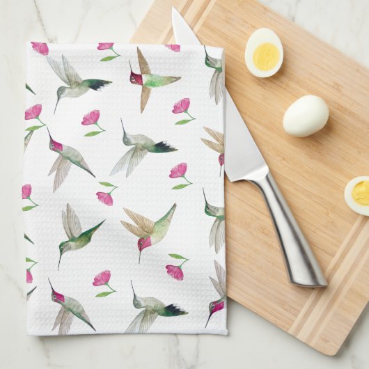 Anna's kolibries keukenhanddoek (Quarter Fold)