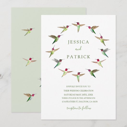 Anna's kolibries uitnodiging (Voorkant / Achterkant)