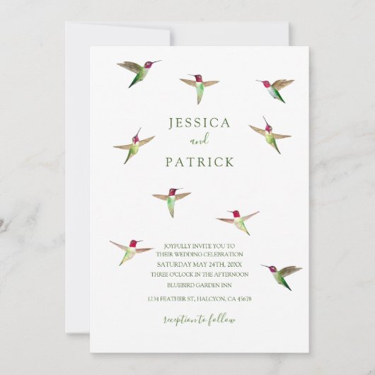 Anna's kolibries uitnodiging (Voorkant)