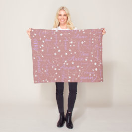 Anne aangepaste naam boho roos sterren fleece deken