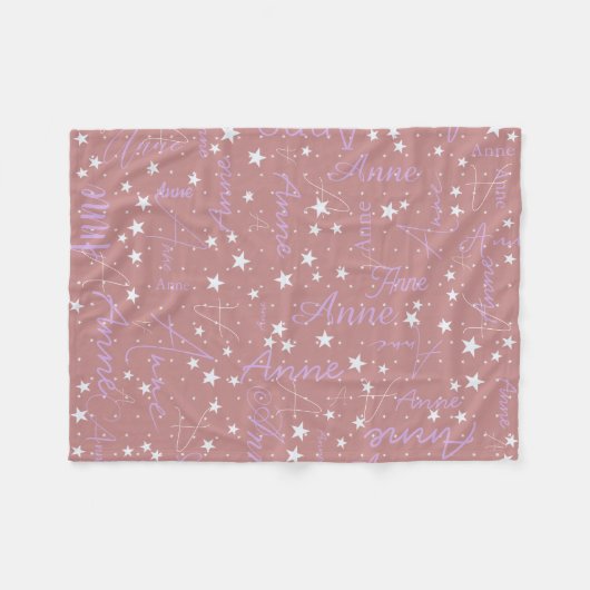 Anne aangepaste naam boho roos sterren fleece deken (Voorkant (Horizontaal))