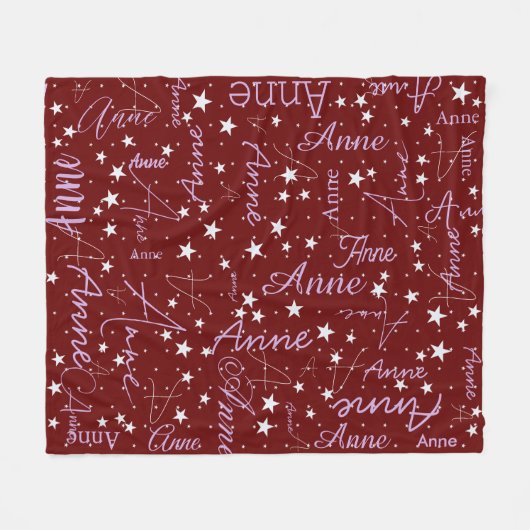 Anne aangepaste naam & sterren donkerrood fleece deken (Voorkant (Horizontaal))
