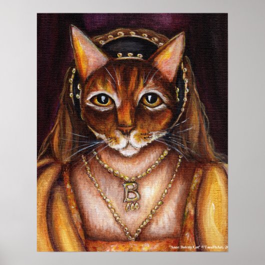 Anne Boleyn Cat Art King Henry VIII Wives Tudors Poster (Voorkant)