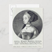 Anne Boleyn, geëtst door Wenceslaus Hollar, 1649 Briefkaart (Voorkant / Achterkant)