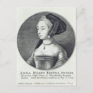 Anne Boleyn, geëtst door Wenceslaus Hollar, 1649 Briefkaart
