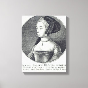 Anne Boleyn, geëtst door Wenceslaus Hollar, 1649 Canvas Afdruk