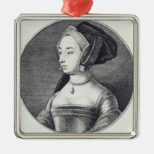 Anne Boleyn, geëtst door Wenceslaus Hollar, 1649 Metalen Ornament
