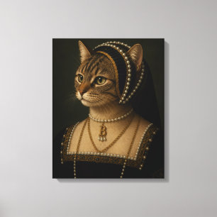 Anne Boleyn Kat Portret – Tudorkoningin Renaissanc Canvas Afdruk
