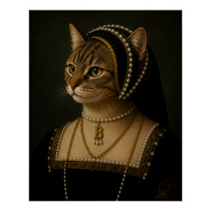 Anne Boleyn Kat Portret – Tudorkoningin Renaissanc Perfect Poster