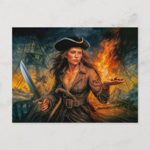 Anne Bonny Legendarisch Piratenportret Briefkaart