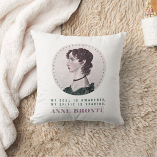 Anne Bronte Portrait en Quote My Soul wordt wakker Kussen