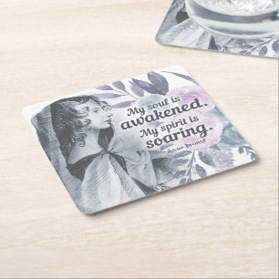 Anne Bronte Quote Mijn ziel is ontwaakt Floral Kartonnen Onderzetters