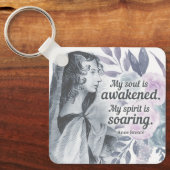 Anne Bronte Quote Mijn ziel is ontwaakt Floral Sleutelhanger (Voorkant)