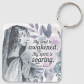 Anne Bronte Quote Mijn ziel is ontwaakt Floral Sleutelhanger (Achterkant)