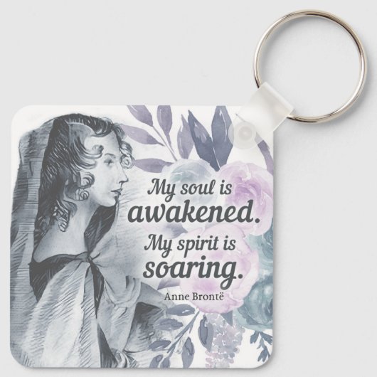 Anne Bronte Quote Mijn ziel is ontwaakt Floral Sleutelhanger (Achterkant)