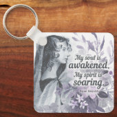 Anne Bronte Quote Mijn ziel is ontwaakt Floral Sleutelhanger (Voorkant)