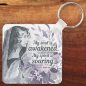Anne Bronte Quote Mijn ziel is ontwaakt Floral Sleutelhanger (Achterkant)