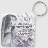 Anne Bronte Quote Mijn ziel is ontwaakt Floral Sleutelhanger (Achterkant)