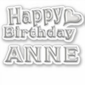 Anne Happy Birthday silver Aufkleber Sticker (Voorkant)