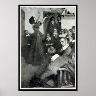 Anne Hutchinson Preaching in haar huis in Boston Poster