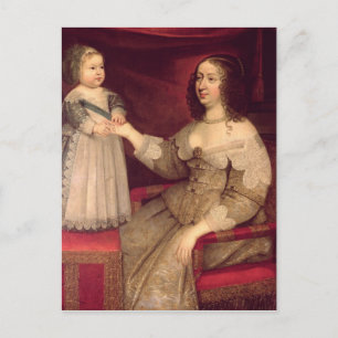 Anne of Austria met haar zoon Louis XIV Briefkaart