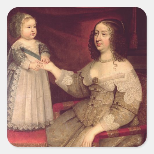 Anne of Austria met haar zoon Louis XIV Vierkante Sticker (Voorkant)