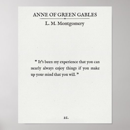 Anne of Green Gables - Book Page Quote - Geniet er Poster (Voorkant)