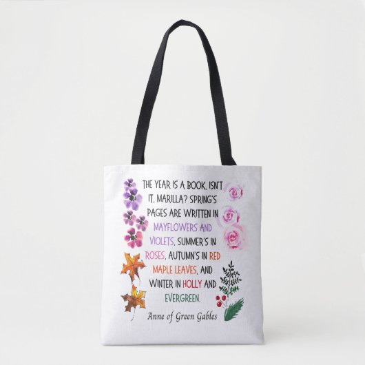 Anne of Green Gables Hand-Drawn Botanical Tote Bag (Voorkant)