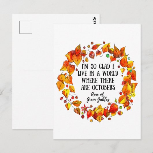 Anne of Green Gables Literary herfst Hand getekend Briefkaart (Voorkant / Achterkant)